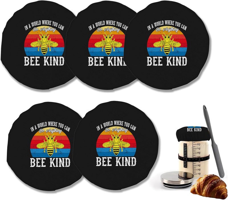 IGPPDO Anything Bee Kind Cloth Covers for Sourdough Starter Jars, Heat Preservation to Increase Fermentation for Bread Rising Sourdough Bread Proofing Cover（5 Pack） - Image 1